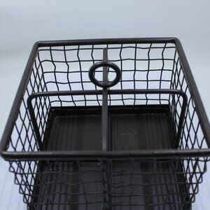 Brown Metal Wire 4 Compartment Utensil Craft Holder